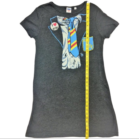 OFFERS ✅ I LOVE AC/DC S Long Graphic Band T Shirt Dress - Picture 5 of 8